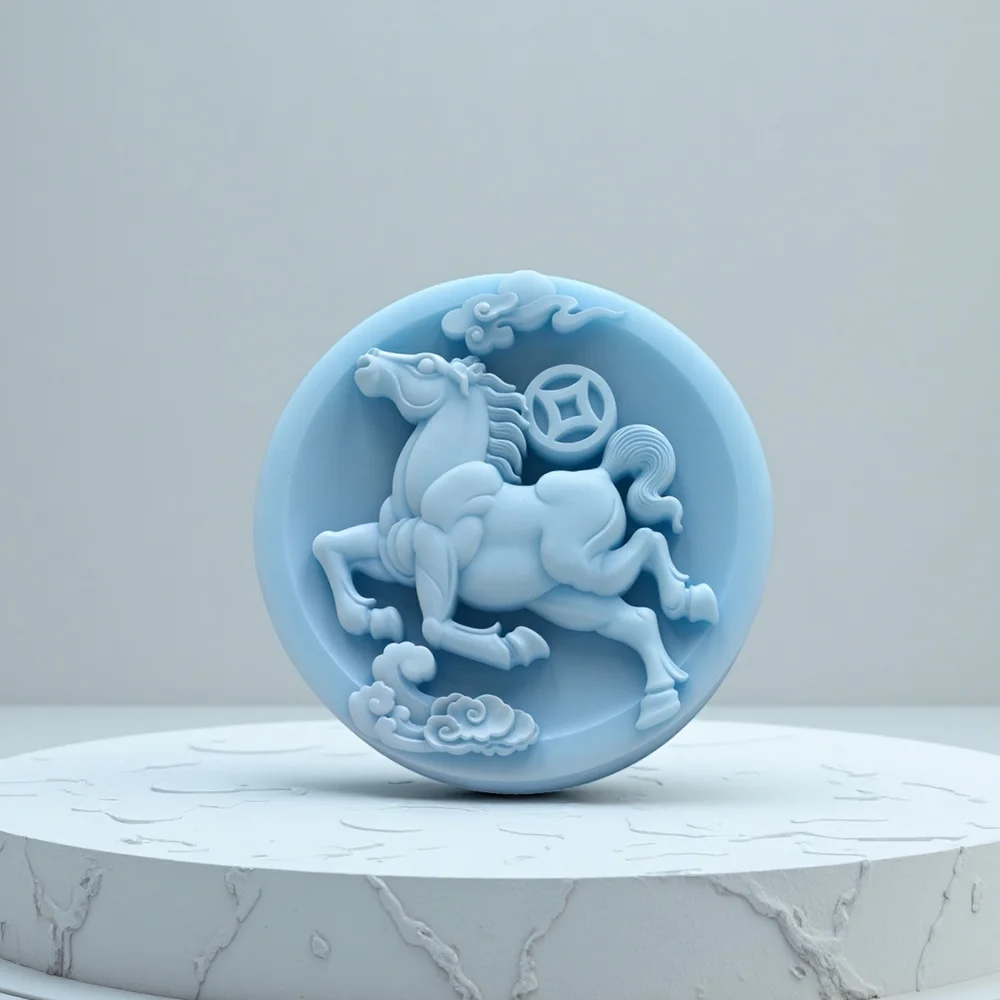

3D Horse Shape Silicone Mold, DIY Zodiac Animal Soap/Candle Making, Chinese "Ma Shang Lai Cai" Blessing Mold, Unique Gift