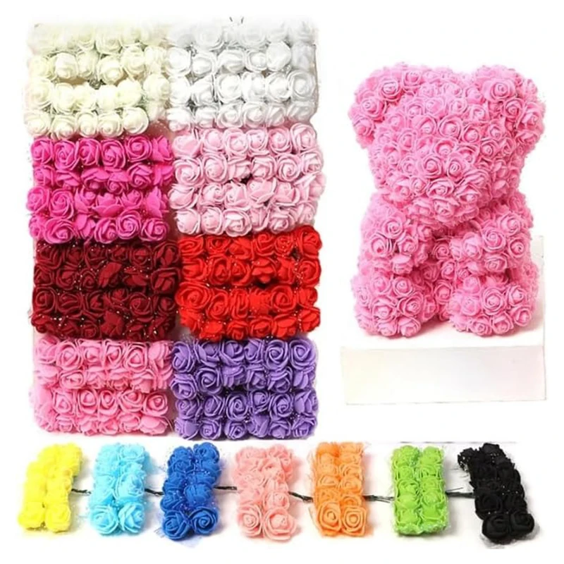 

144Pcs/Pack Mini Foam Artificial Rose Flower Heads for Wedding Party Home Decoration Scrapbooking DIY Craft Wreath Gifts