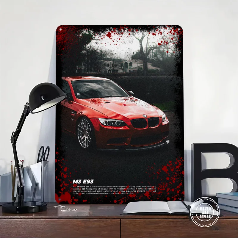 Sports M3 E93 Convertible Car Poster Customized Vintage Metal Signs Wall Art Retro Tin Plaque for Modern Home Decoration Luxury