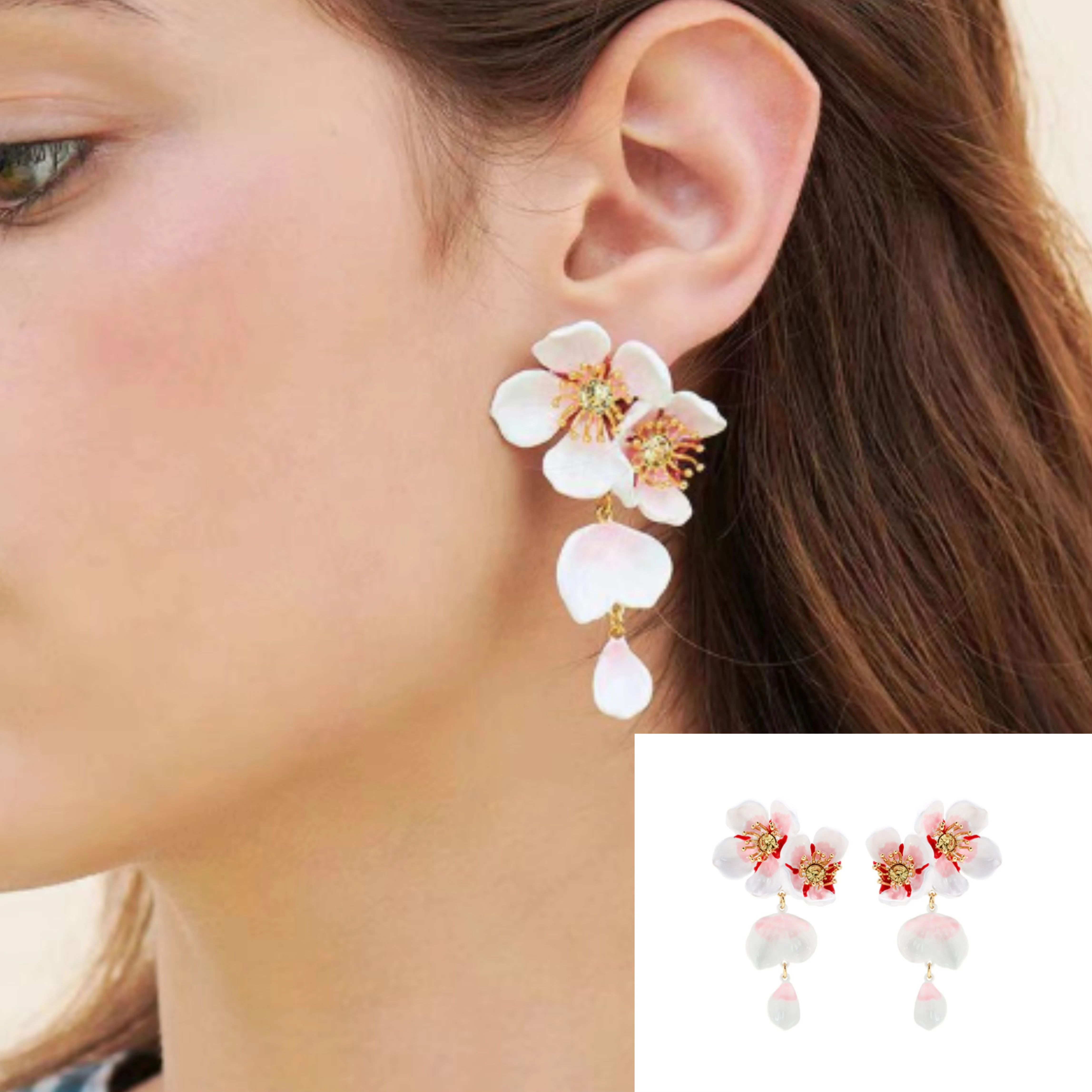 

Bohemia Style Spring Series Sweet White Pink Sakura Earrings Ear studs Ear clips Necklace, Ring, Bracelet, Jewelry for Women