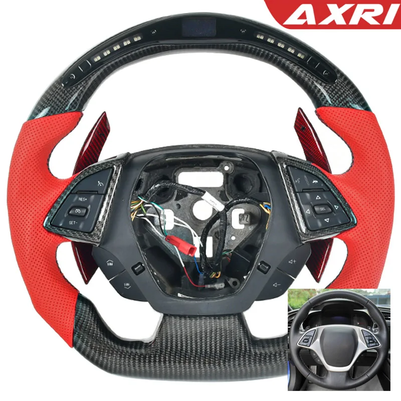 

Customized carbon fiber steering wheel Perforated leather For Chevrolet Steering Wheel Corvette Camaro SS ZL1 RPM 2016-2022