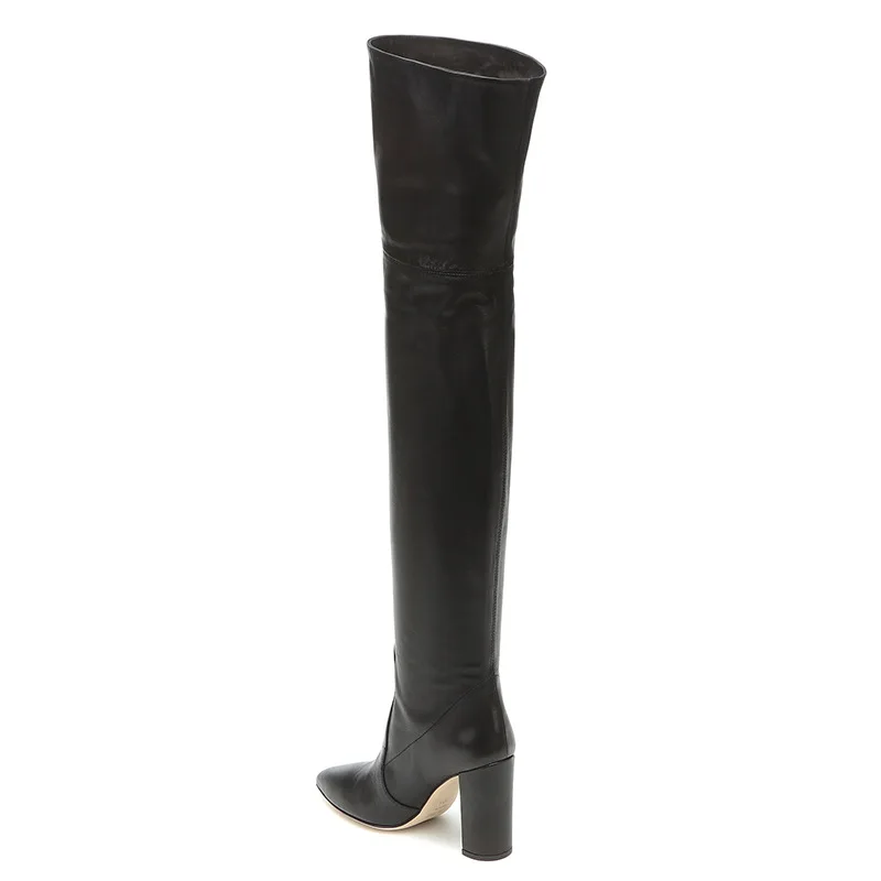 Autumn and Winter New Slim Fit High Heels Knee High Pleated Women's Boots Fashionable Pointed Sleeves Women's Long Length Boots