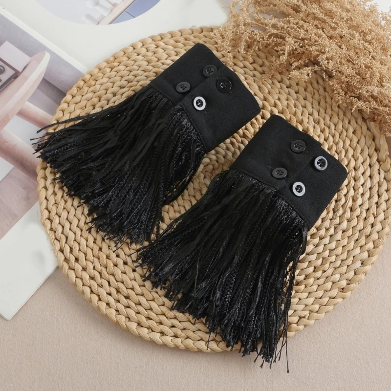 Fringed Flared Sleeves Faux Cuff เสื้อผ้าหญิงอุปกรณ์เสริมตกแต่งข้อมือ K3KF