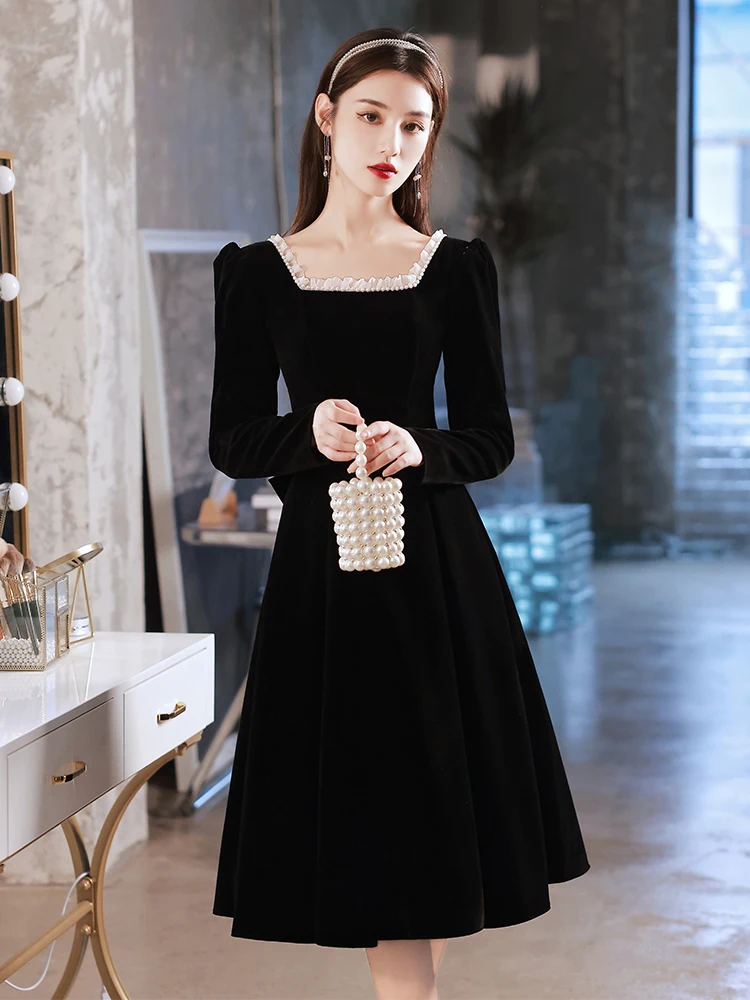 

Ele Bla Evening Dr 2025 New Sle Lightweight Luxury High End Daily Dr Host Parwear Korean Sle Midi Dr