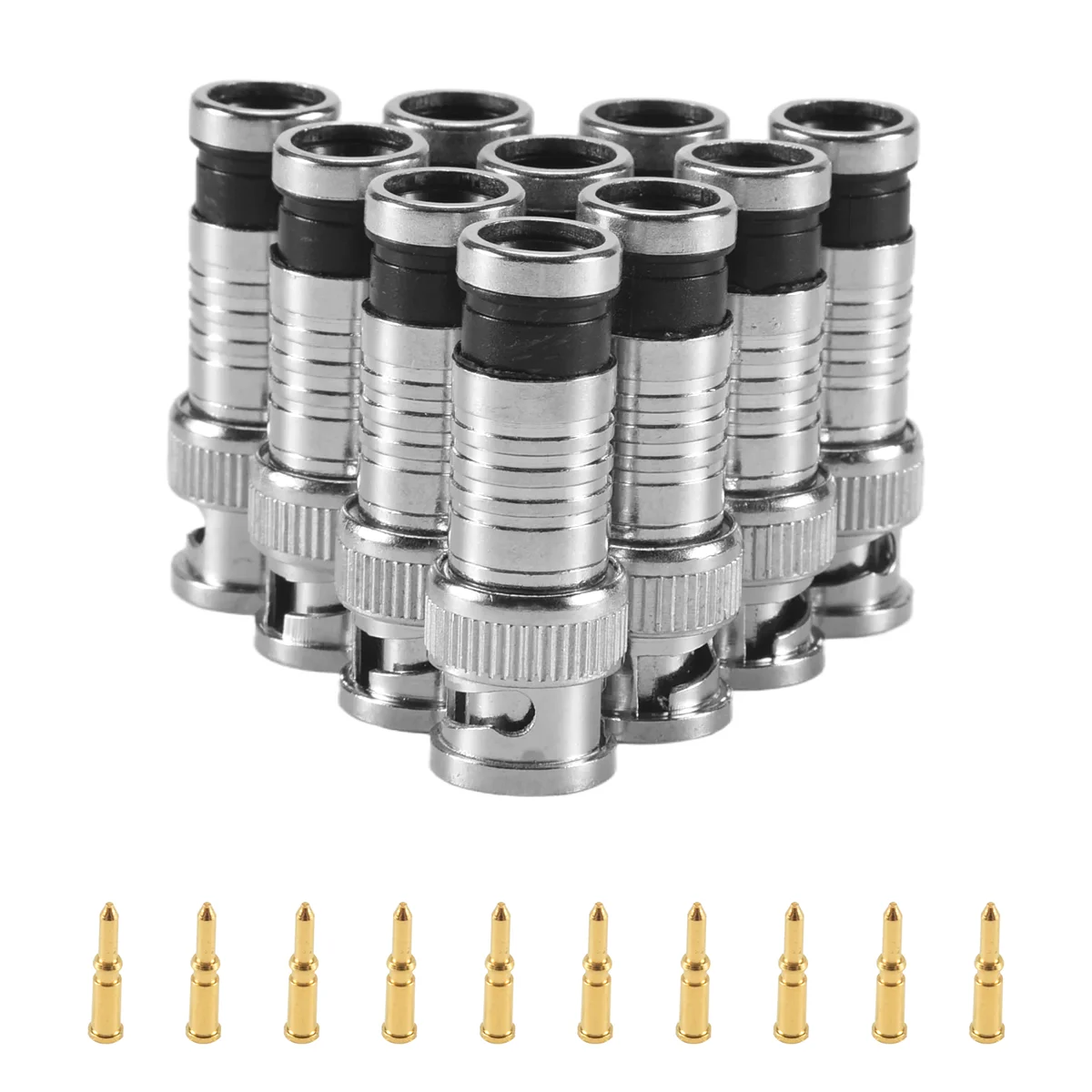10 pcs BNC Compression Connector for Coax RG59 Cable CCTV Cameras