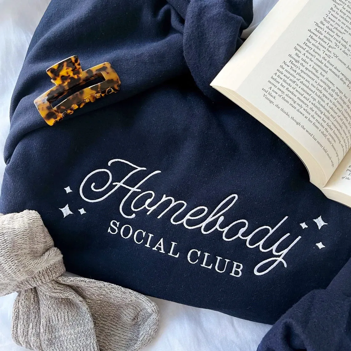 

Homebody Social Club с вышитыми буквами, толстовки с круглым вырезом, женские осенние толстые флисовые теплые пуловеры, джемперы в стиле ретро