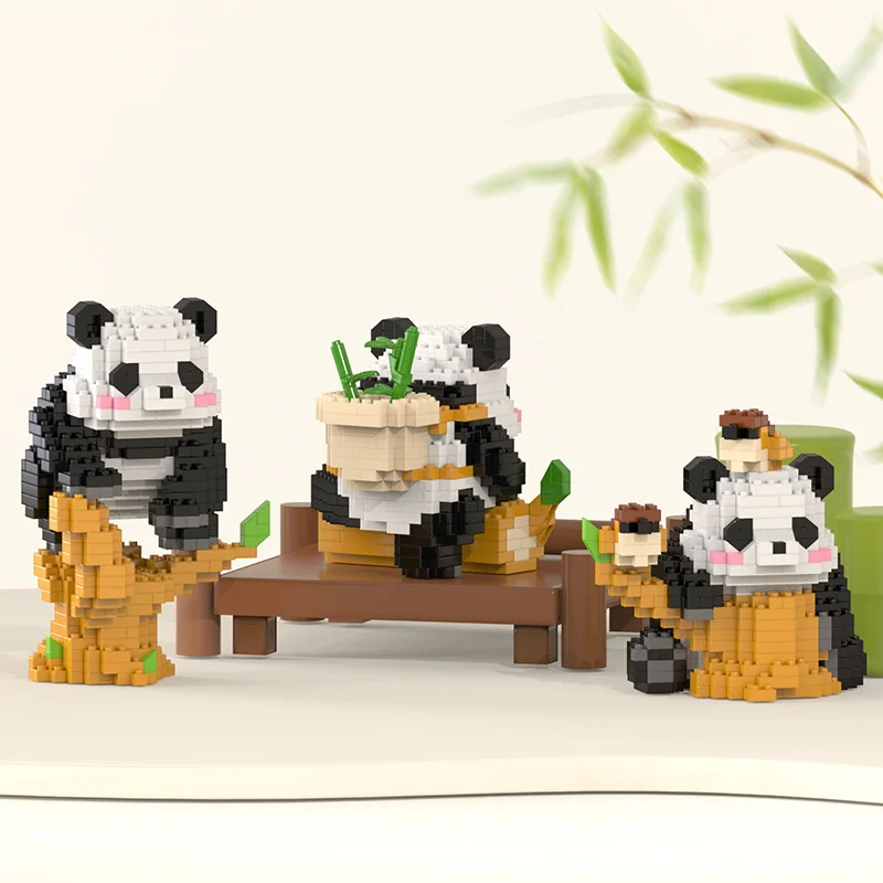 Cute Panda Series Building Block Toys with Small Particles Bricks DIY Assembly Model Figures for Children and Adults Gift