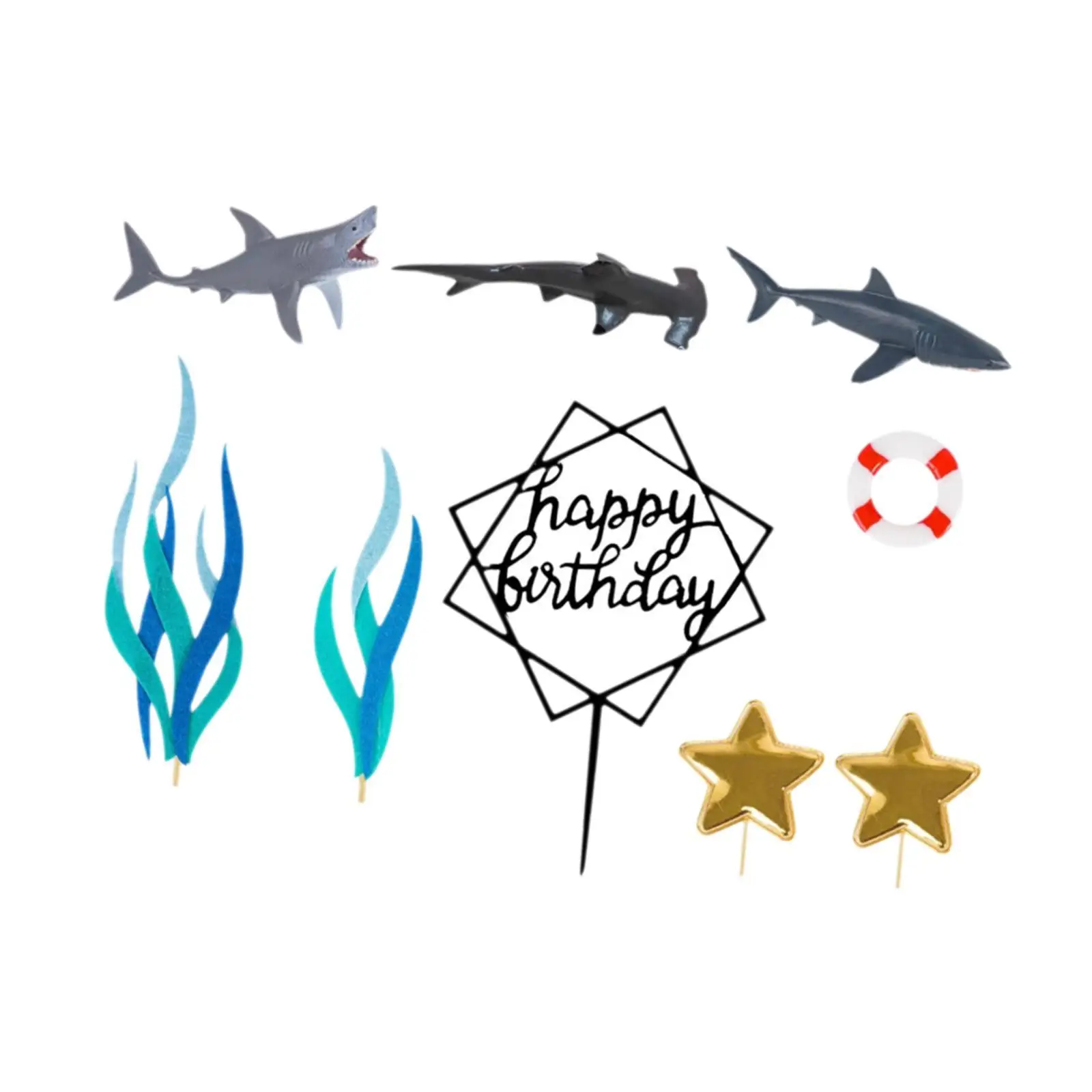 9X Shark Cake Toppe…