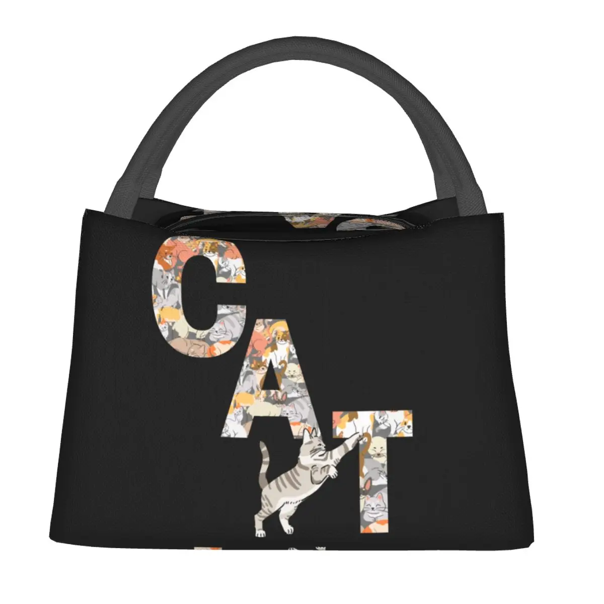 

Animals Cat Lunch Bag Cute Office Lunch Box For Men Fun Graphic Thermal Tote Handbags Oxford Cooler Bag