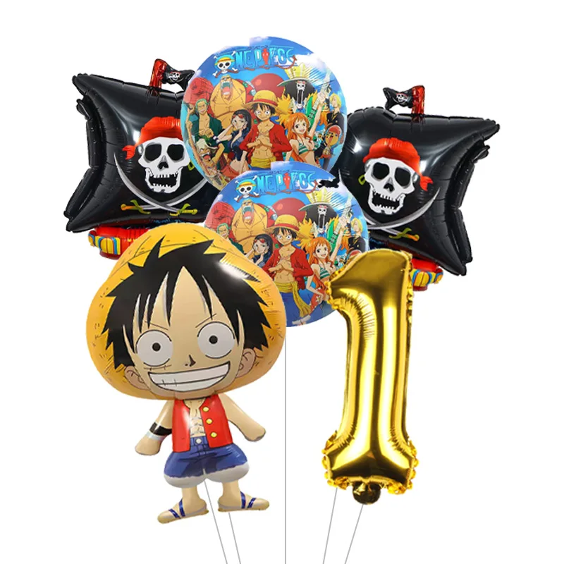 Cool One Piece Theme Luffy Theme Foil Balloons Set Latex Balloon Kids Birthday Party Decoration Number Balloon Toys Gifts - view 2