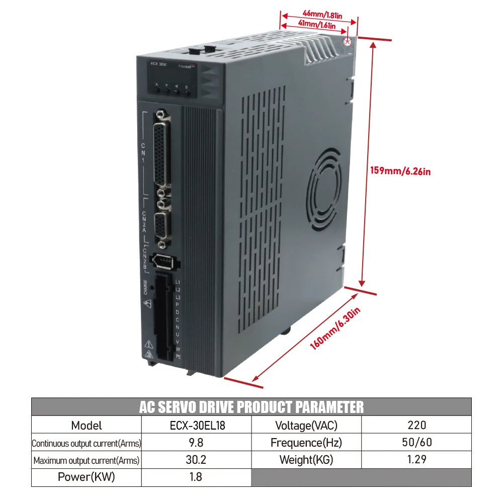 HLTNC 1.8kw محرك سيرفو يعمل بالتيار المتردد ومجموعة تشغيل ECX EtherCAT Modbus 220 فولت 3000 دورة في الدقيقة 5.7N و 3 أمتار كابل 17 بت التشفير المطلق لـ CNC