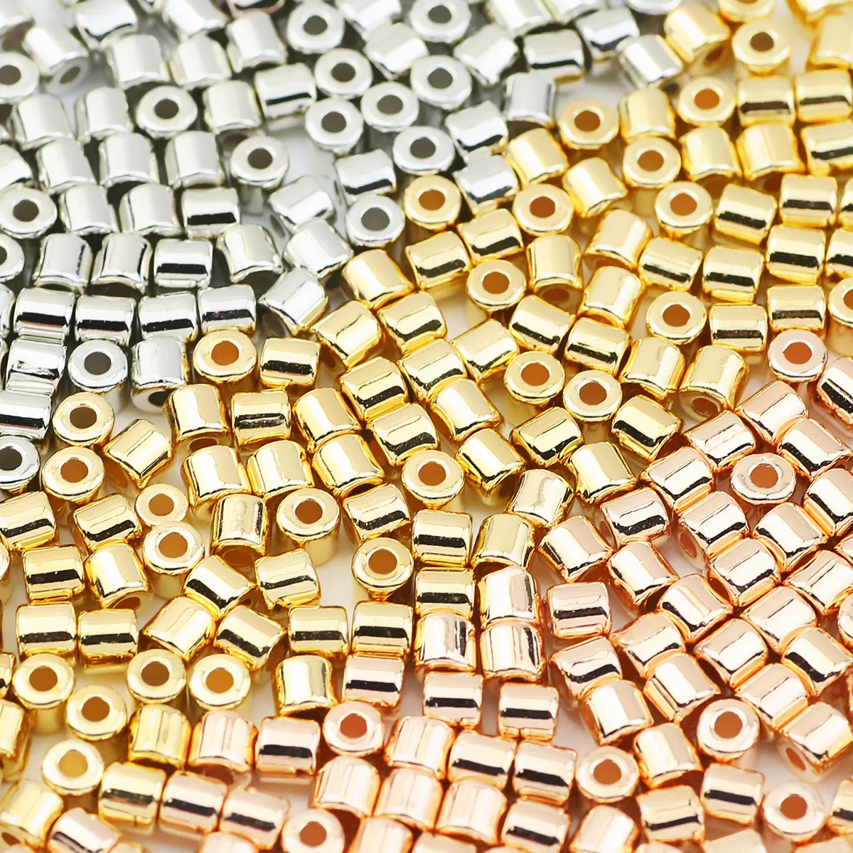 Gold versilbert 4mm 100-800 Stück CCB Kunststoffrohr Perlen zylindrische Spacer lose Perlen für DIY Schmuckherstellung Armband Halskette