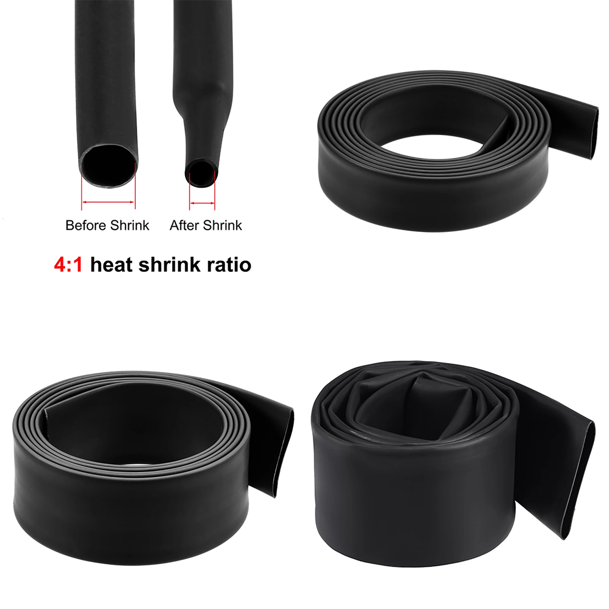 

Uxcell 1.5Meter 4:1 Heat Shrink Tube with Glue Dual Wall Tubing Diameter 12/16/20/24/32/40mm Cable Sleeve Heat Shrinkable Tubing