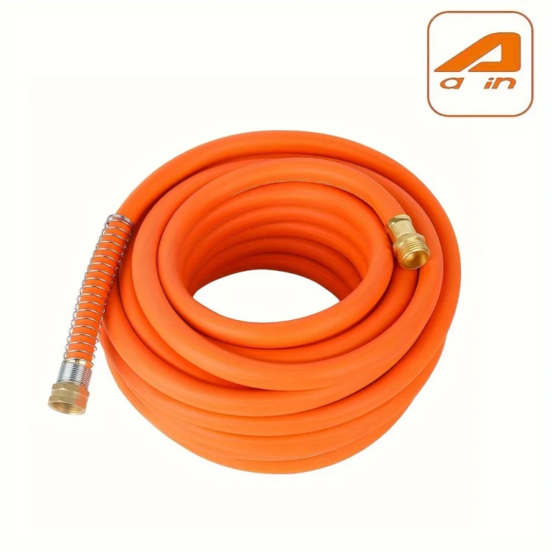 AAIN Rubber Hose Used in Garden 5/8 in.x 50 Feet，Belt 3/4 Inch Male Connector to Female Connector Solid Brass Fittings Flexible