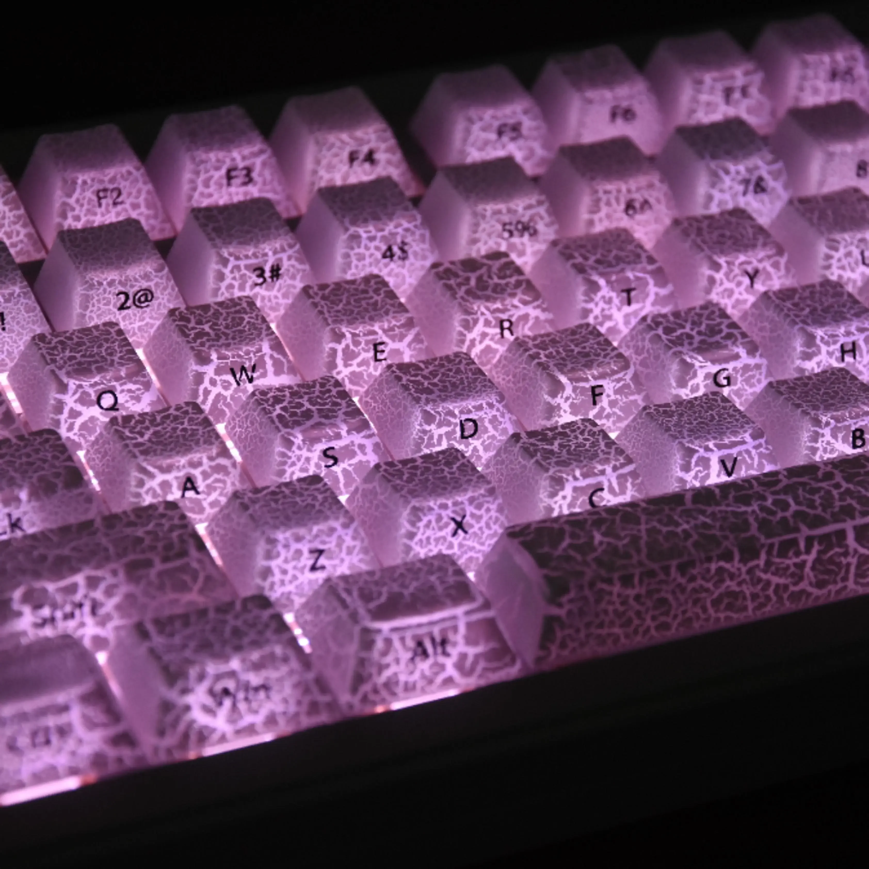 Fission-White Ice Crack 3.0 Keycap Irregular Bump Texture Snow Melt PC Plus Inkjet 123 Keys