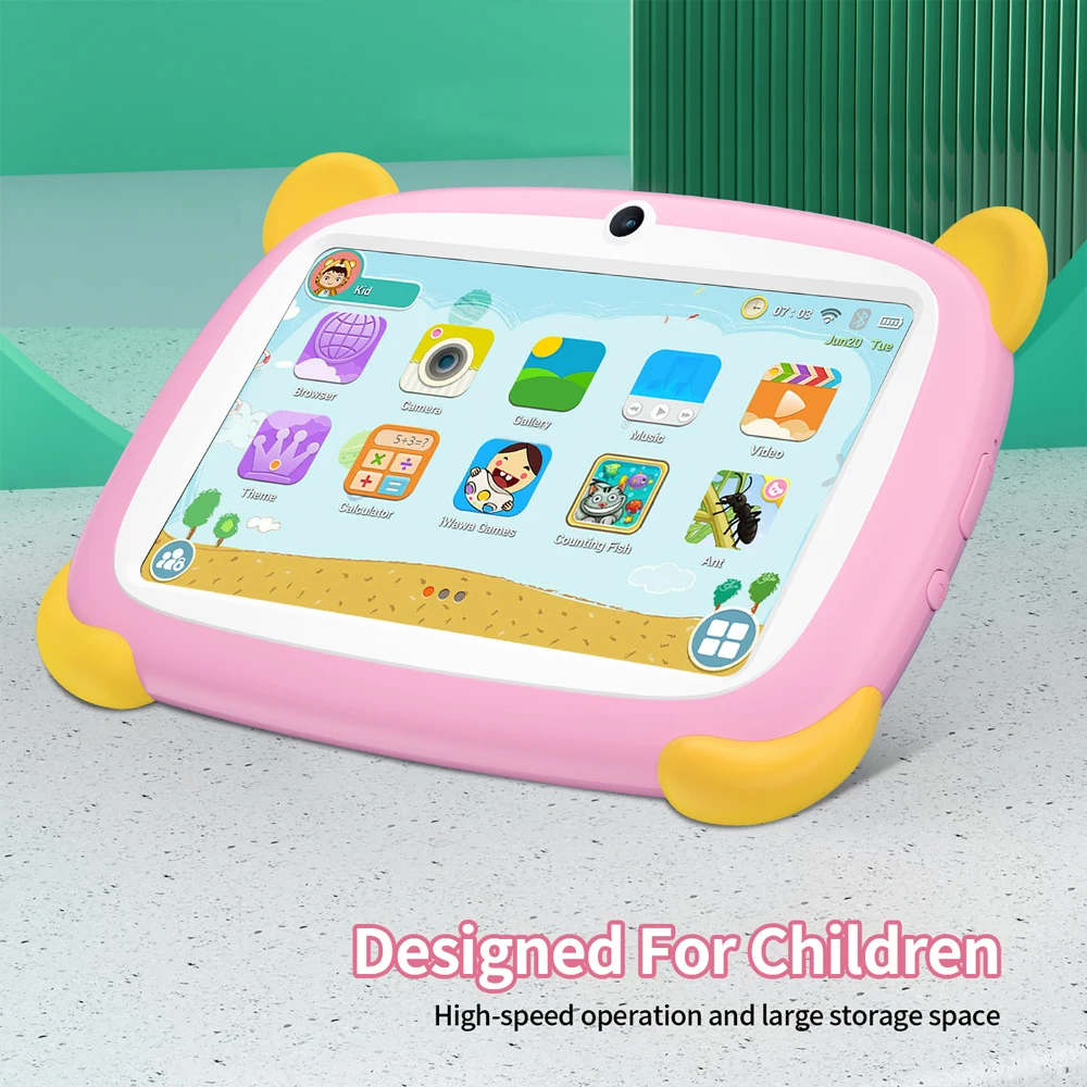 BDF Free Kids Tablet 7 pollici Android 9.0 2GB RAM 32GB di archiviazione con doppia fotocamera WiFi, modalità di controllo genitori, Google Playstore