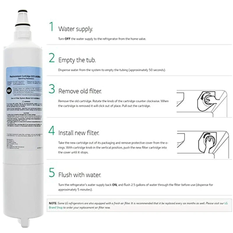 (1-5 Stuks) Waterfilter, Waterzuiveraar, Koelkast Vervanging Voor De Lt 600P, 5231ja2005a, 5231ja2006