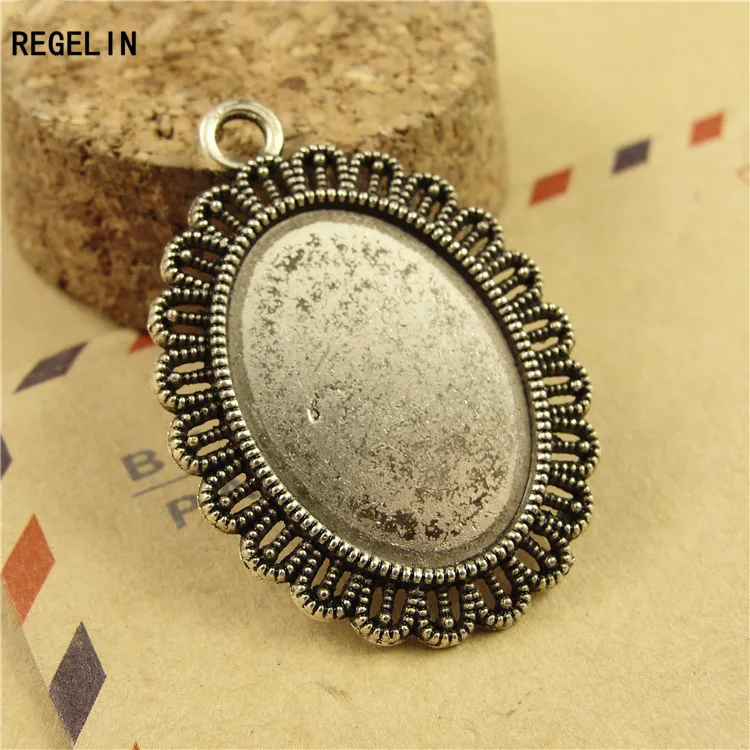 REGELIN 10pcs Antique Bronze Lady\'s Vintage Trendy Cute Owl Pendant Settings Cabochon Base Bezel Trays Blank Fit 20mm 25mm DIY