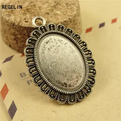 REGELIN 10pcs Antique Bronze Lady's Vintage Trendy Cute Owl Pendant Settings Cabochon Base Bezel Trays Blank Fit 20mm 25mm DIY