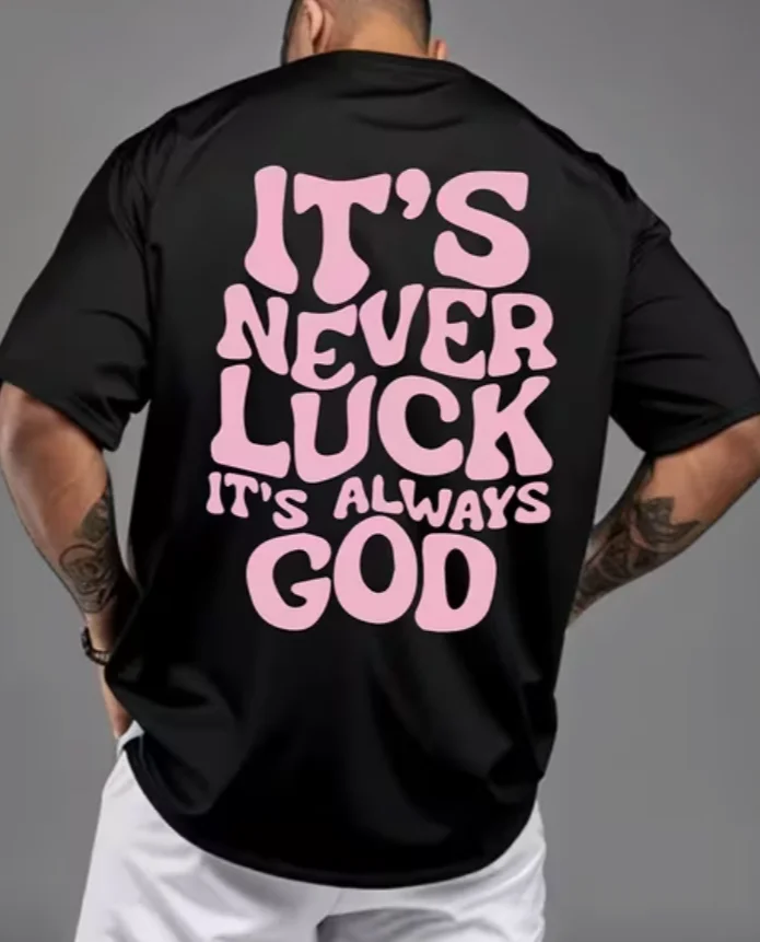 Men'S God T-Shirt Luck Letter Print Sports Casual Versatile Short Sleeve T-ShirtS