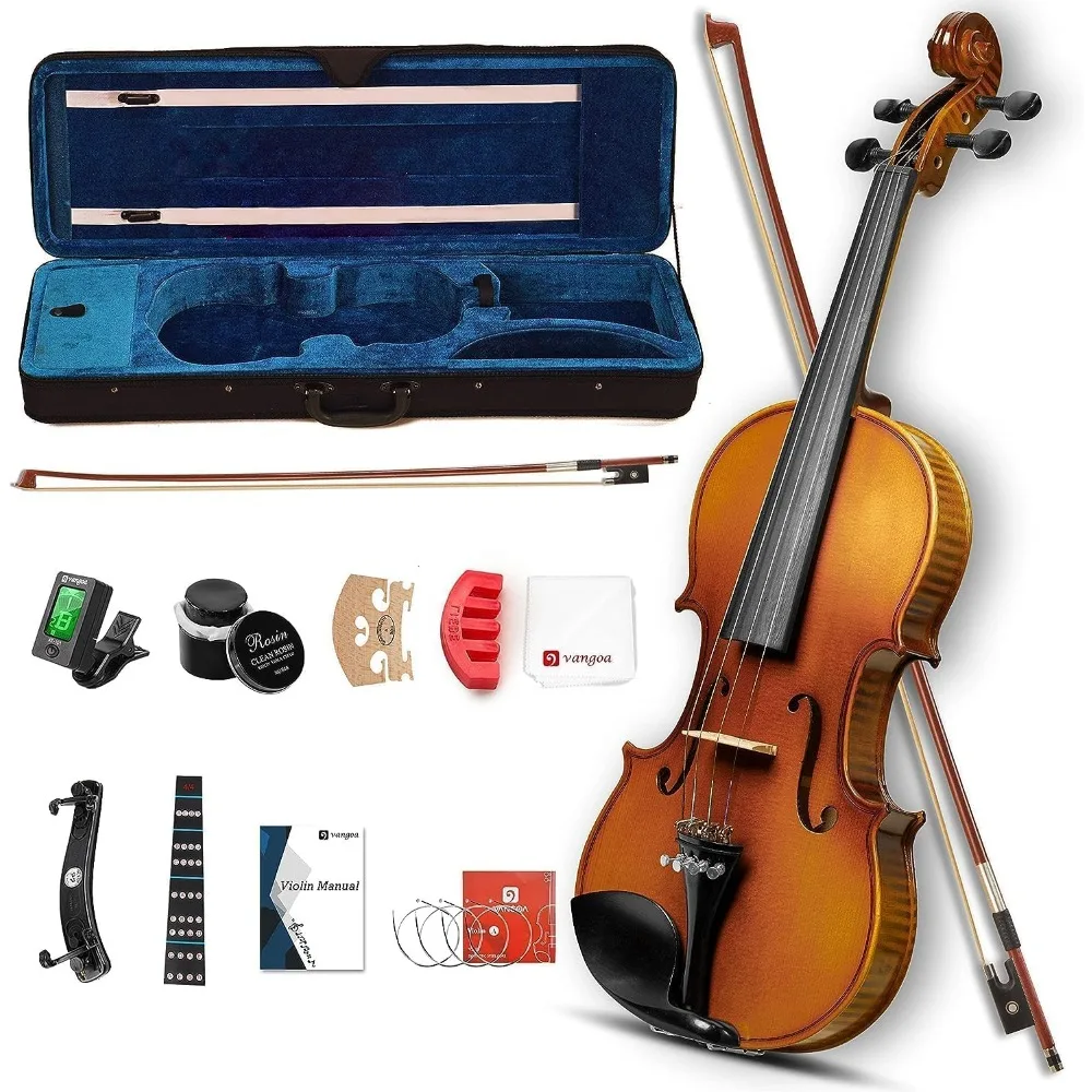 Violin Acoustic Violin Fiddle Kit Professional Solid Wood Violin Unique Maple Wood Pattern Premium Ebony Fitting Violins Starter