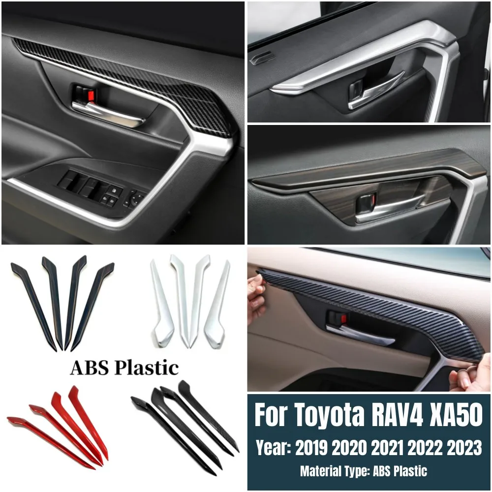 

ABS Plastic Stainless Car Door Handles Frame Trims Decoration Cover Strips Accessories For Toyota RAV4 XA50 2019-2023 Hybrid