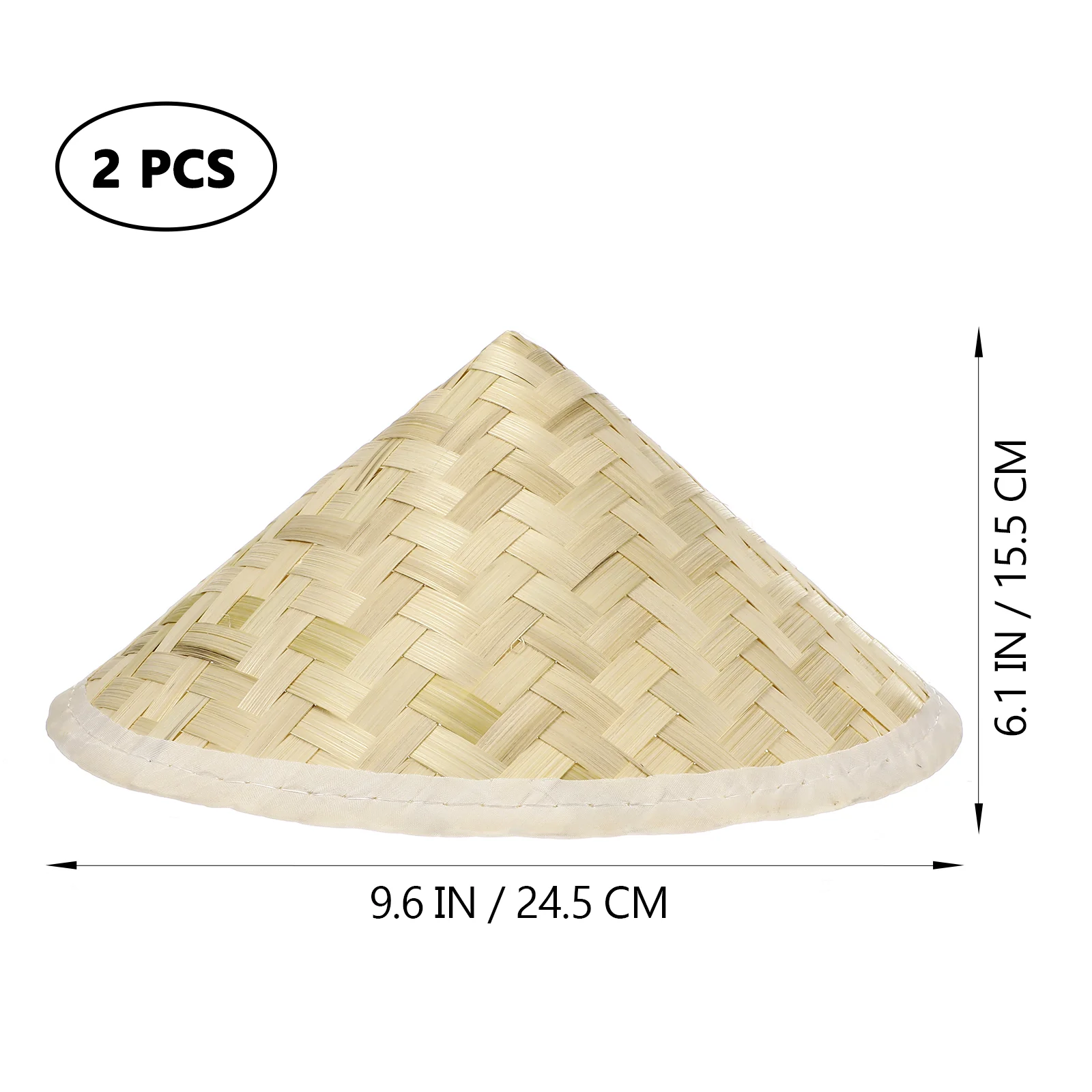 2 Pcs Teepee Tent for Kids Bamboo Hat Conical Weaving Vintage Sun Block Cap Beige Children Men and Women