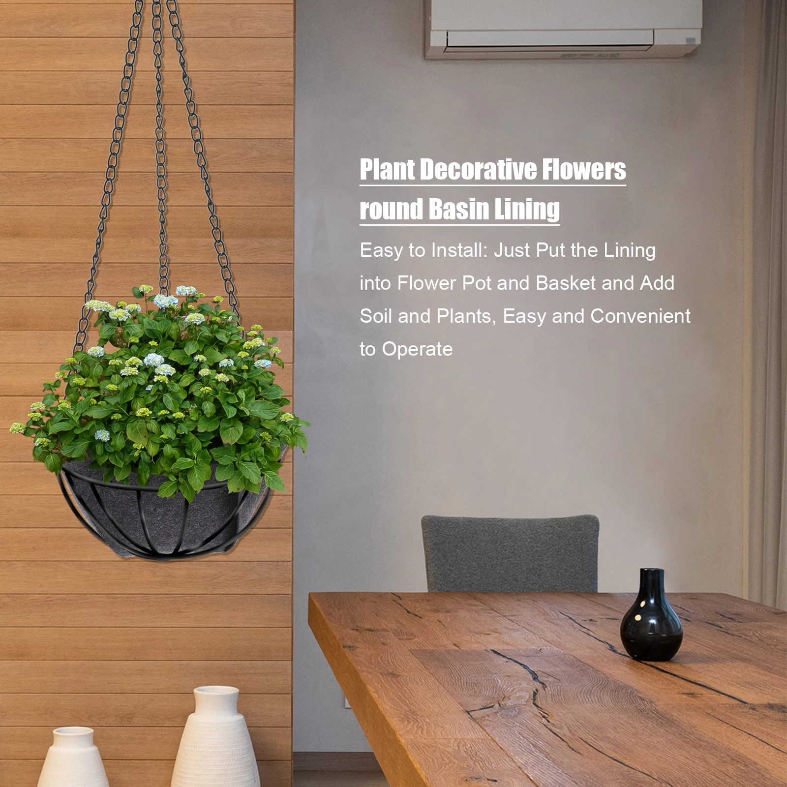

4 Pcs Flower Pot Basket Lining Hanging Flowers Fabric Half Round Planter Liners