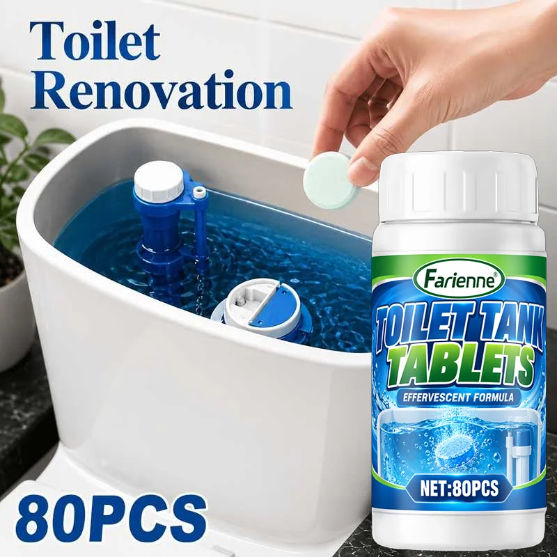 Farienne Toilet Tank Cleaning Tablets 80PCS Toilet Bowl Cleaner Tablets Limescale Remover Fresh Scent Bathroom Cleaning