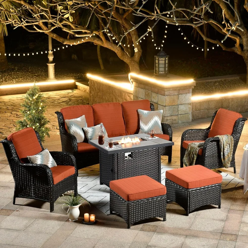 

Patio Furniture 6 Piece Outdoor Furniture Set All Weather Rattan Outdoor Sectional Sofa for Garden Deck Backyard