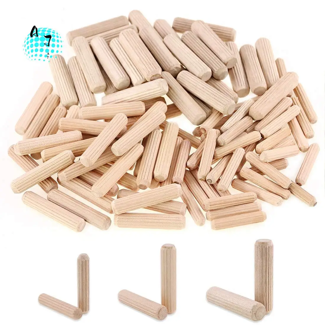 

A07F-400Pcs Wooden Dowels Assorted, 6Mm 8Mm 10Mm Wood Plugs Dowel Rods, Woodwork Pins Tapered For Grooved Fluted, Carpentry