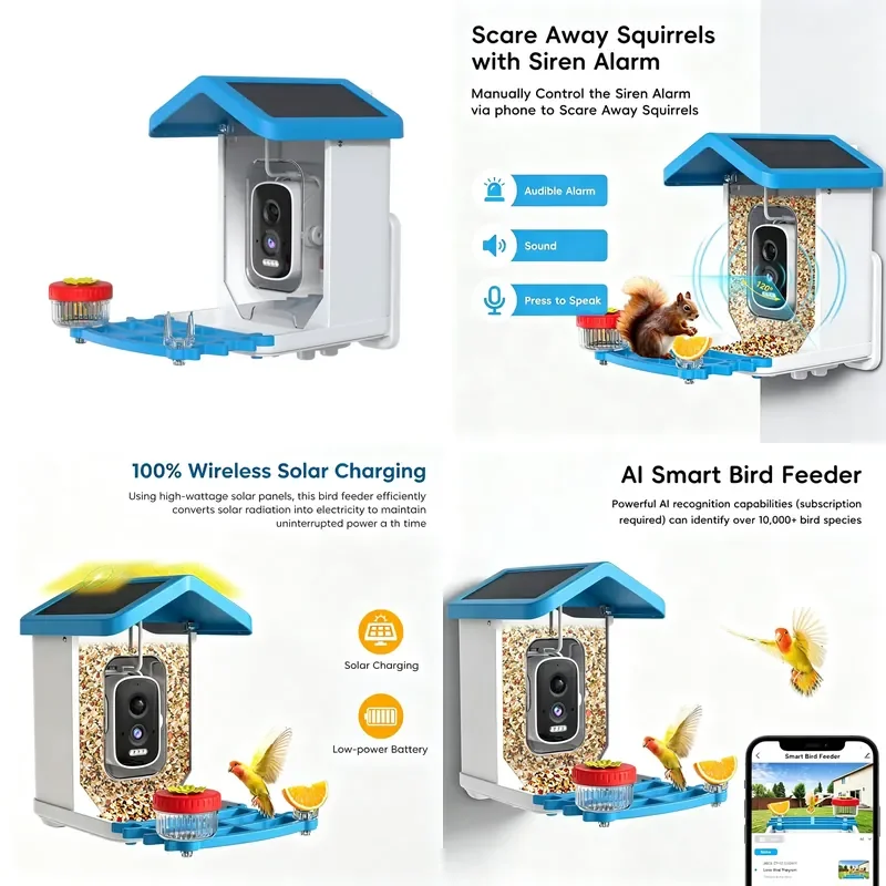 A smart bird feeder with AI recognition capabilities that can identify over 10,000 bird species, making it the best-selling