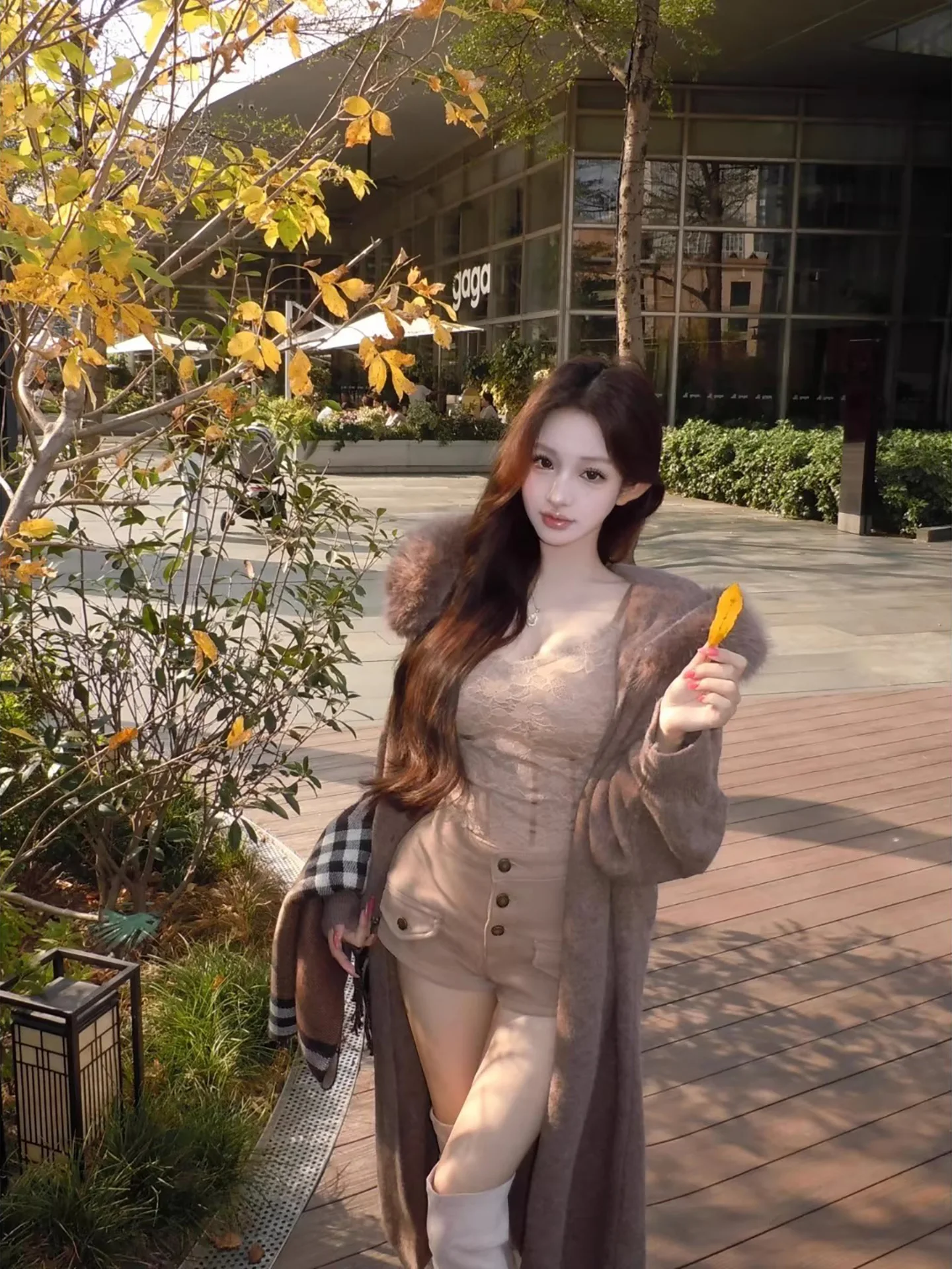 

Ladies Loose Fit Long Sve Knitted Coat with Fur Collar Casual Sle Winter Outerwear Soft Comfortable Korean Sle Sweater