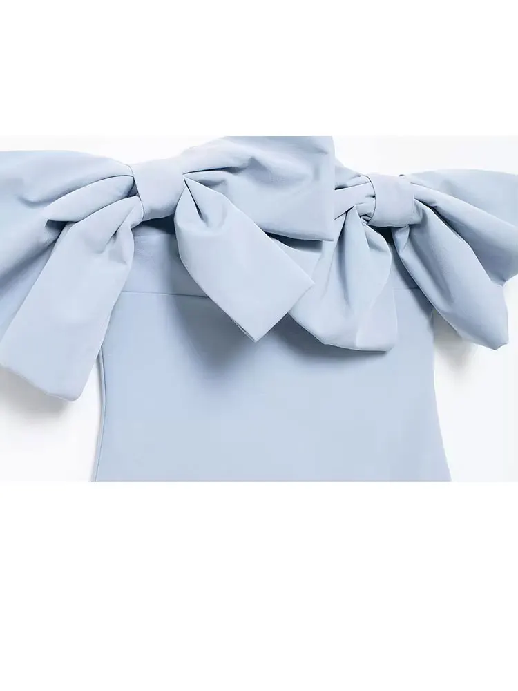 HH 2024 Woman Back Zipper Party Evening Dresses Women Elegant 3D Bow Decorate Sexy Sleeveless Backless Slim Mini Dress