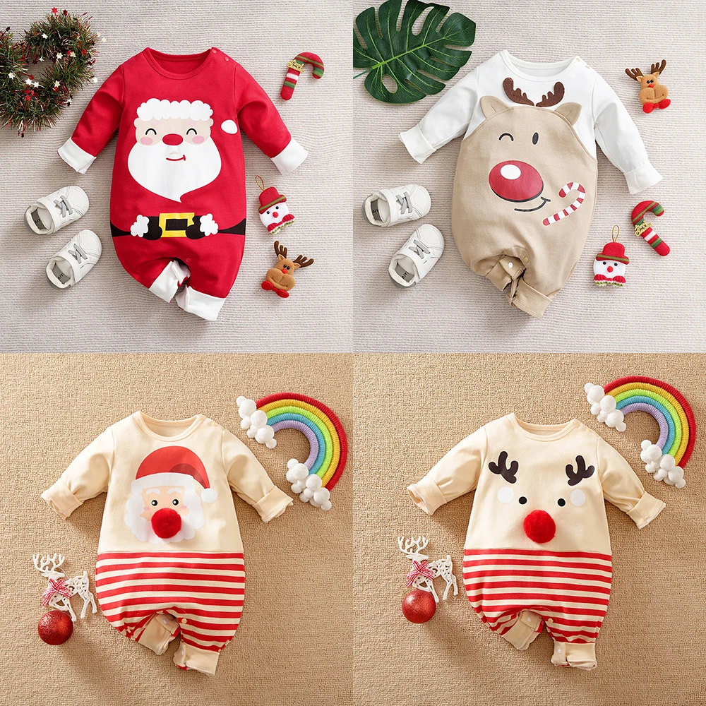 Umorden erstes Weihnachts kostüm für Jungen Mädchen Santa Elf Stram pler Overall Outfit 0-18m