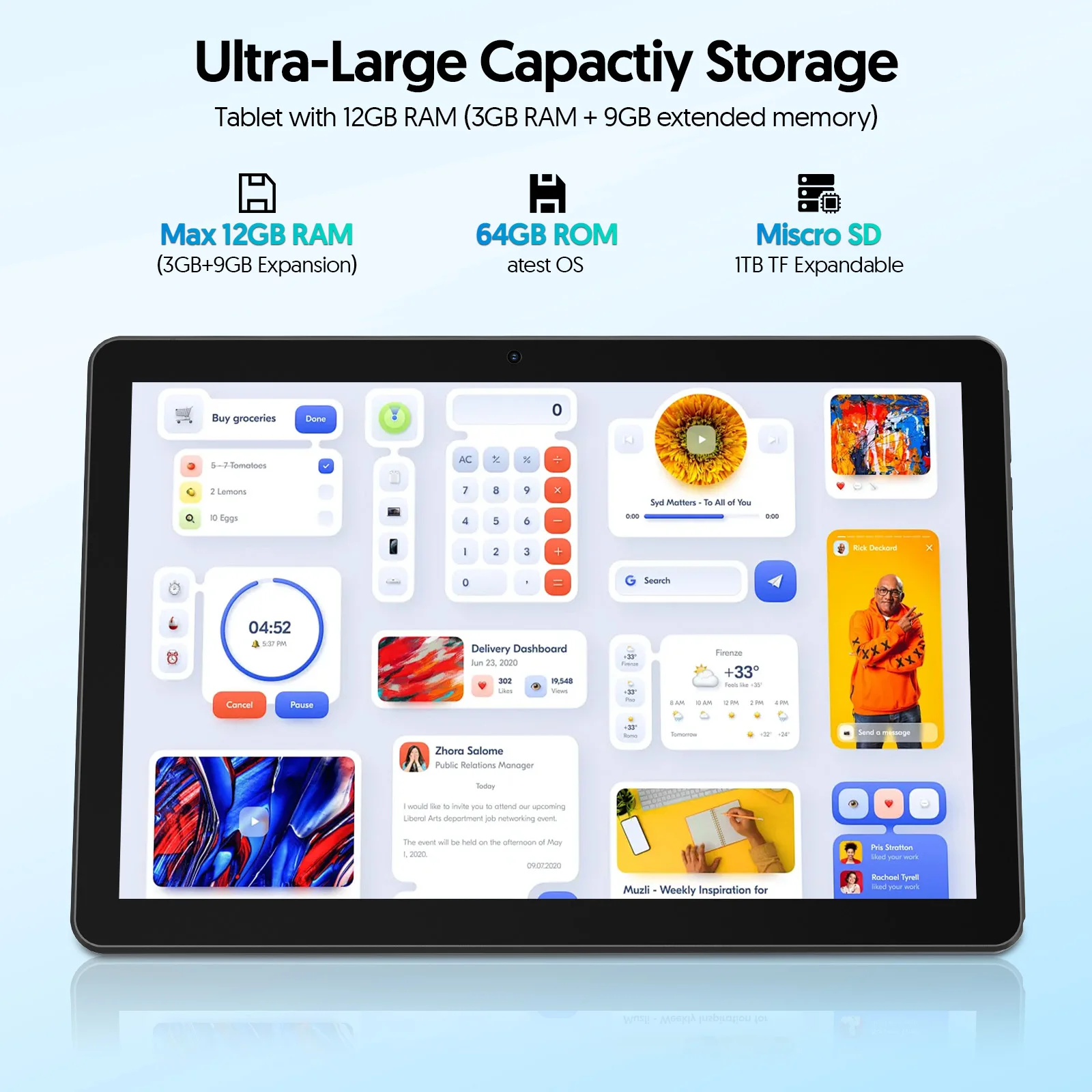 تابلت أصلي 10 بوصة، معالج Android 15 رباعي النواة، 12 جيجابايت + 64 جيجابايت، توسيع 1 تيرابايت، WiFi 6، بلوتوث، معتمد من Google، Type-C #4