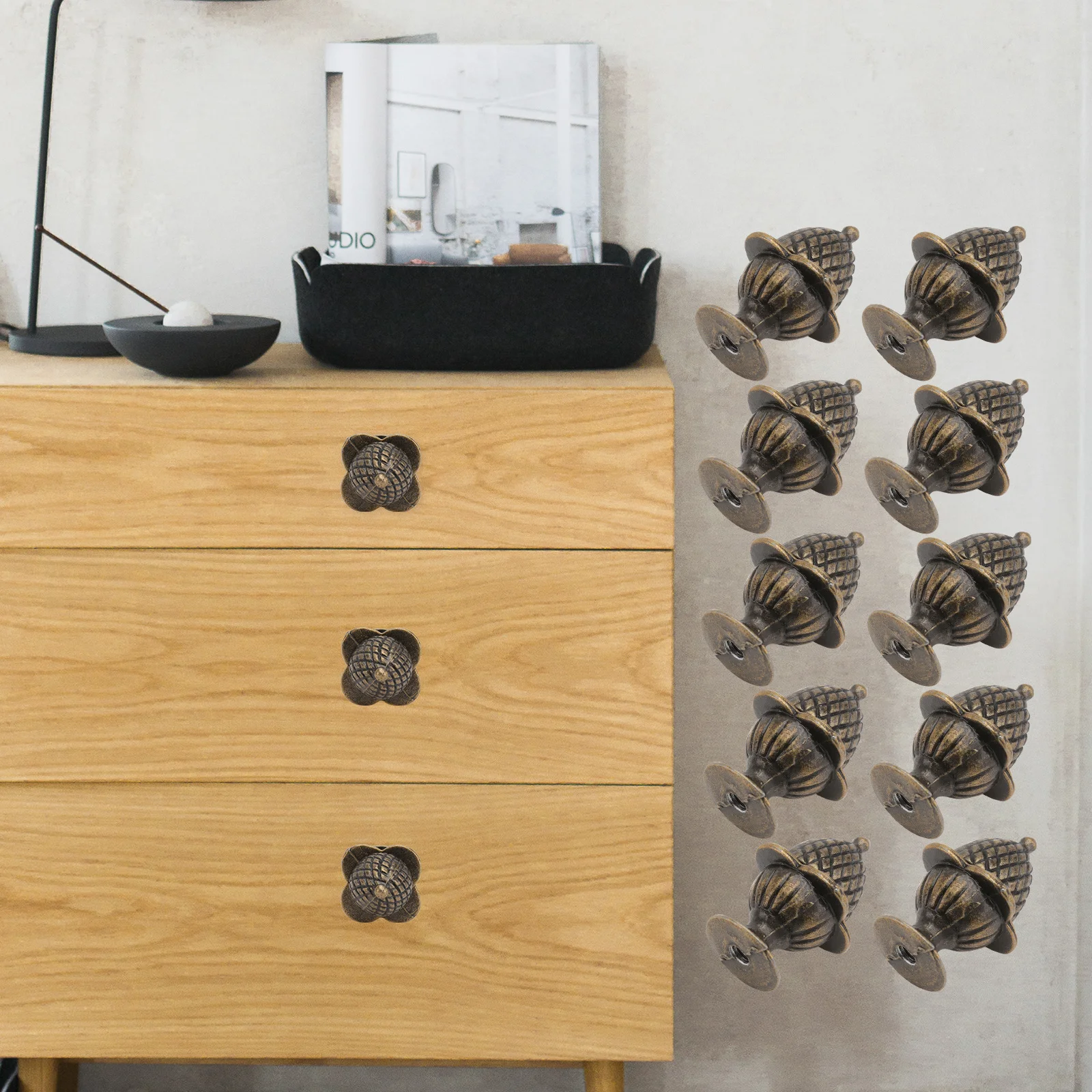 

10Pcs Corn Shape Zinc Alloy Furniture Door Pull Knobs Cupboard Cabinet Drawer Handles Tool Cabinet Knobs