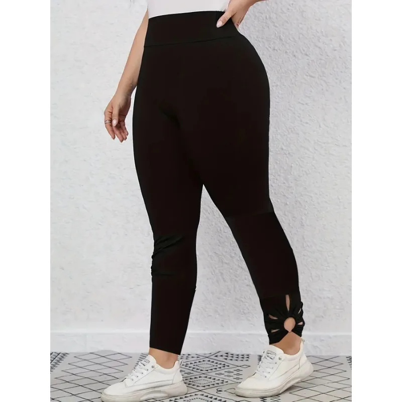 Plus Size Legging Damskie spodnie do jogi z wysokim stanem w jednolitym kolorze Kontrola brzucha Trening Bieganie Rozciągliwe legginsy Damskie