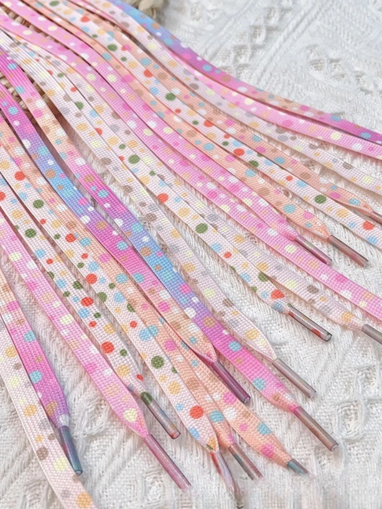 120cm Cute Fashion Flat Shoelaces Candy‑Color Cream Polka Dot Gradient Polyester Decorative Laces for Sneakers