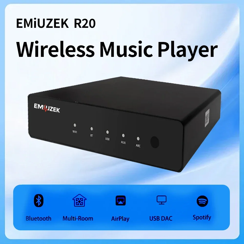 

EMiUZEK R20 Wireless Audio Streamer | Arylic S10+ Equivalent with HDMI, WiFi, Bluetooth, AirPlay and DLNA Compatibility