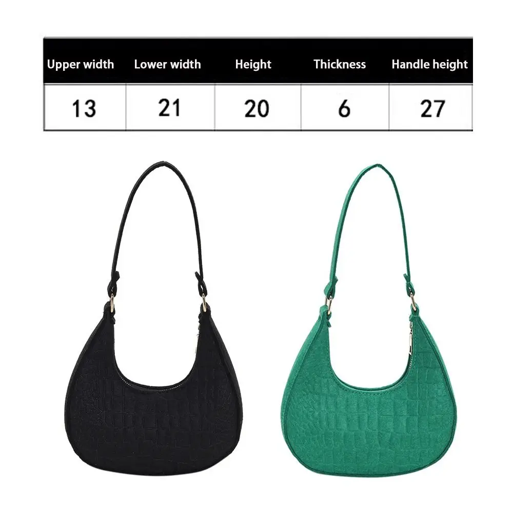 Women\'s Crocodile Grain Underarm Bags Felt Fashion Shoulder Bag Cute Simple Handbags Female Purses