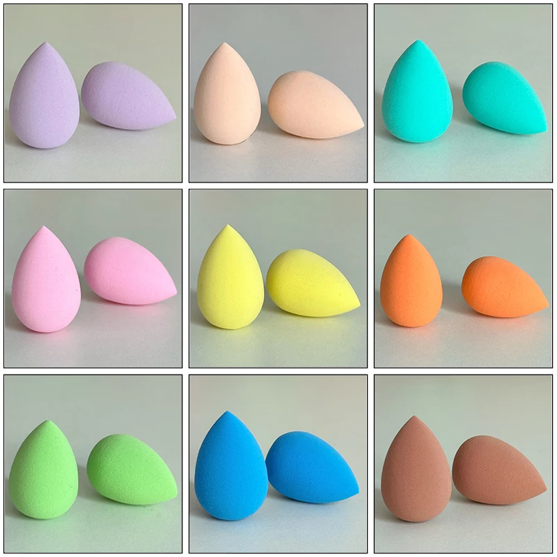 2Pcs Mini Beauty Egg Gourd Water Drop Puff Makeup Puff Set Colorful Cushion Cosmetic Sponge Tool Wet and Dry Use Accessories