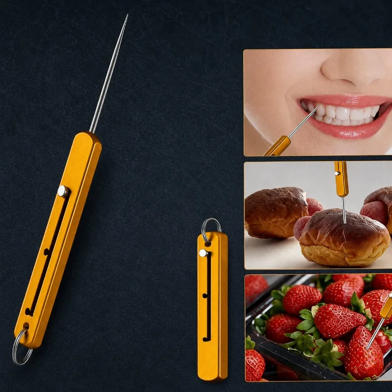 Tragbare Titan-Zahnstocher, Taschen-Zahnstocher, Metall-Zahnstocherhalter, praktisch für Picknick und Camping im Freien, hochwertige Zahnstocher.
