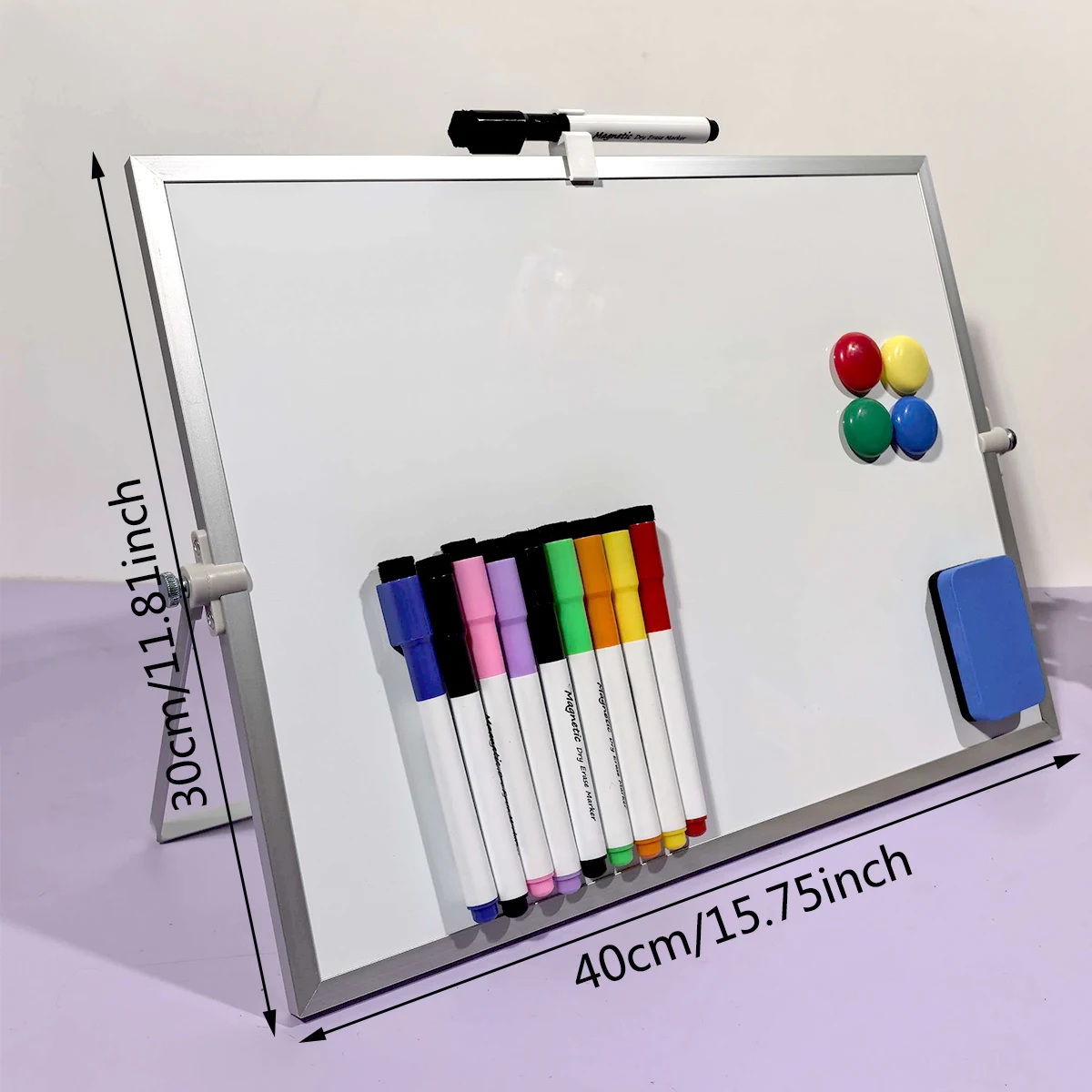 Obrázek 3: Oboustranný  suchý erase whiteboard sada s 10uo fixy, mazací guma & magnety pro domácí & úřad