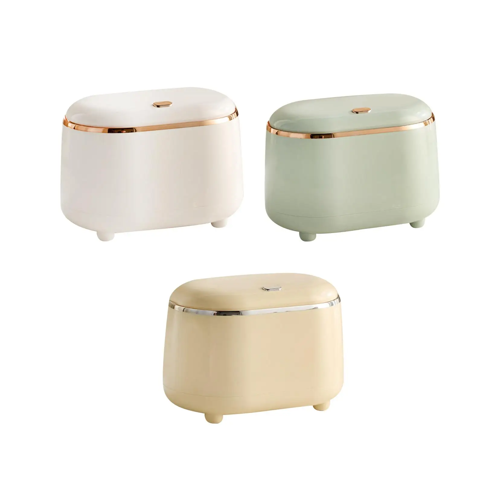 Mini Tabletop Trash Can with Lid 19x12x14cm Wastebasket for Bathroom, Vanity, Coffee Bar Tabletop