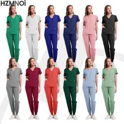 New Scrubs Uniform Multi Short Sleeve Tops Pants Hospital Set Women men Pet Shop Doctor Scrub Medical Surgery Workwear Scrub Kit
