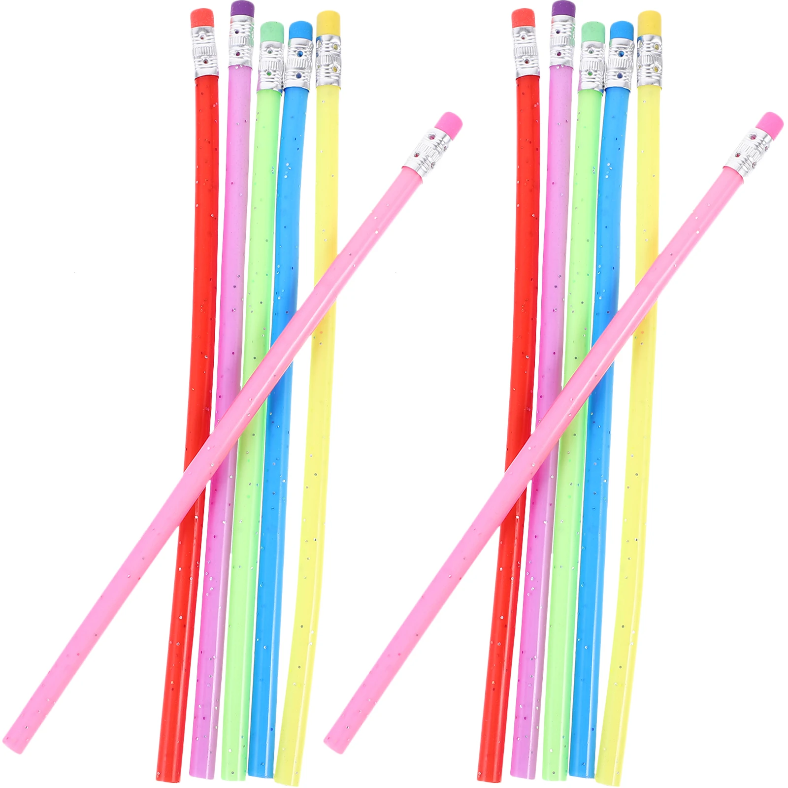 

12pcs Bendable Pvc Pencil Green Flexible Eraser -Friendly 18Cm 0.6Cm Diameter For Random Color