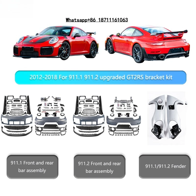 

For 911 991.2 Upgraded GT2 RS Style Front Rear Bumpers Assembly Fender Dry Carbon Hood Front Lip Diffuser Rear Spoiler