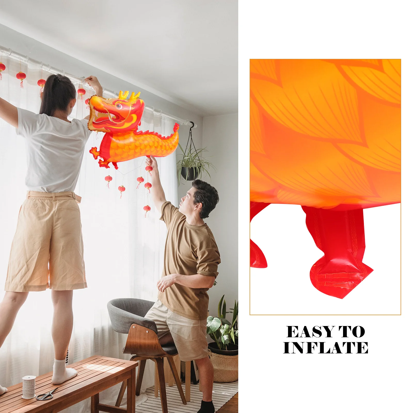 

Dragon 2024 Chinese New Year Lunar Festival Decor Large Foil Balloon For Party Spring Celebration Balloon Decorations