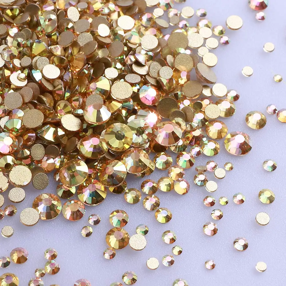 1440Pcs Mix Sizes Glass Flatback Round Rhinestones Multi Color Non Hotfix Crystal For Nail Art Garment Crafts DIY Decoration